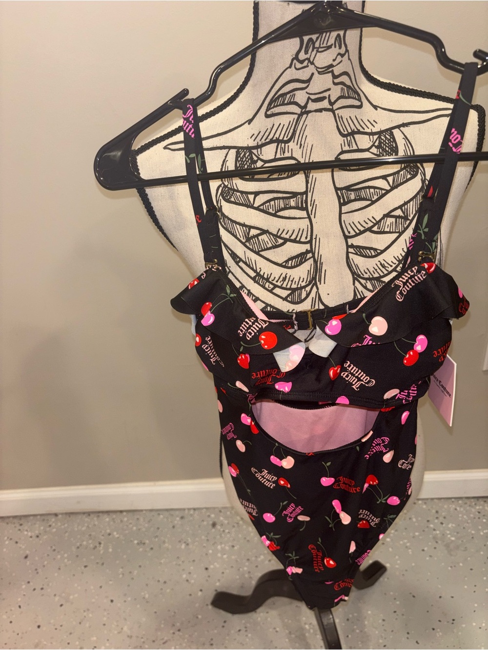 Juicy Couture Ruffle Cutout Bandeau One Piece Bathing Suit, Women’s Size SM -NWT